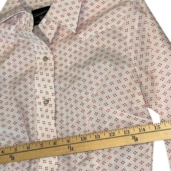 Champion Westerns Womens Long-Sleeve Button-Up Shirt Size 12 White With Red Dot - Picture 8 of 9